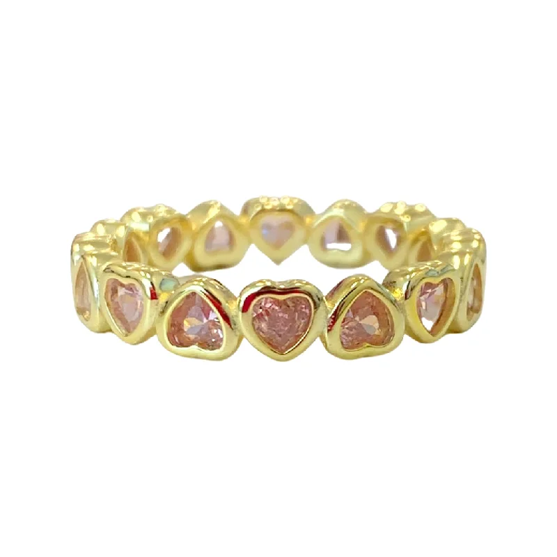 Women’s diamond eternity bands-Bezel Heart Color Band