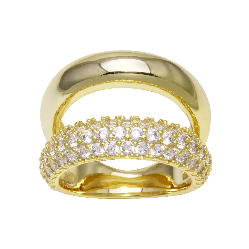 Women’s antique rings-Double Solid and Pave Ring