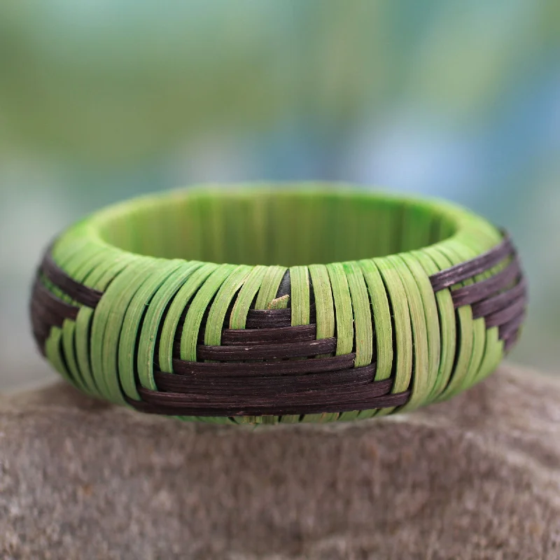 Women’s pearl bangles-Olive Hills Handmade Modern Natural Fiber Bangle Bracelet