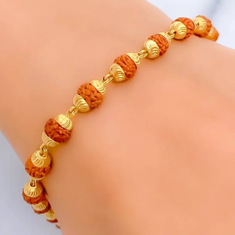 Women’s colorful bangles-Graceful 22k Gold Rudraksh Bracelet