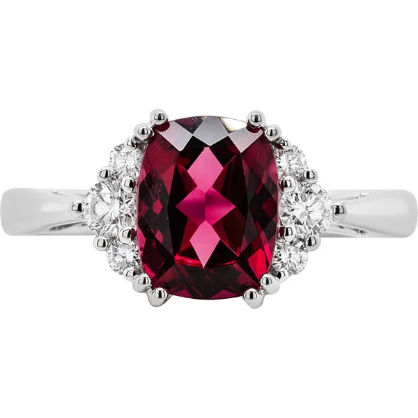 Women’s engagement rings with side stones-Gems of Distinction Collection's 14k White Gold 1.89ct Rubellite & .27ctw Diamond Ring