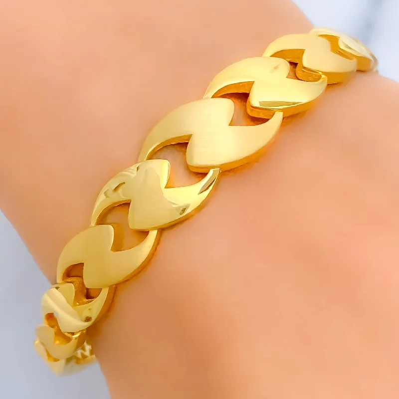 Women’s gold-plated bangles-Luscious Dual Finish 22k Gold Bangle Bracelet