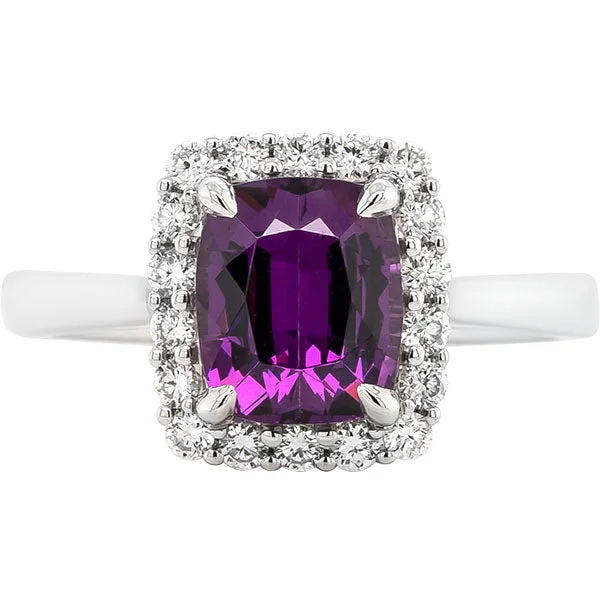 Women’s large diamond engagement rings-Gems of Distinction Collection's 14k White Gold 2.82ct Purple Garnet & .36ctw Diamond Ring