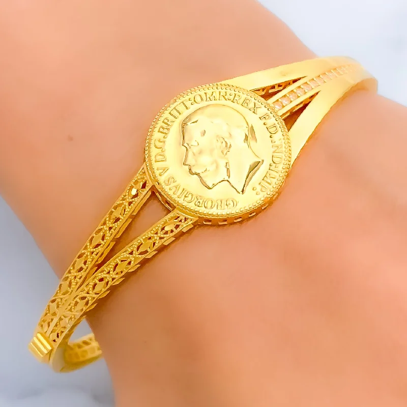 Women’s charm bangle bracelets-Vibrant Opulent 21k Gold  Bangle Bracelet