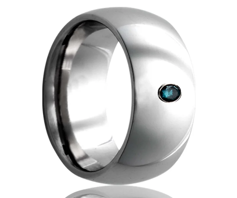 Women’s rose gold rings-Men's Dome Tungsten Ring With Sapphire