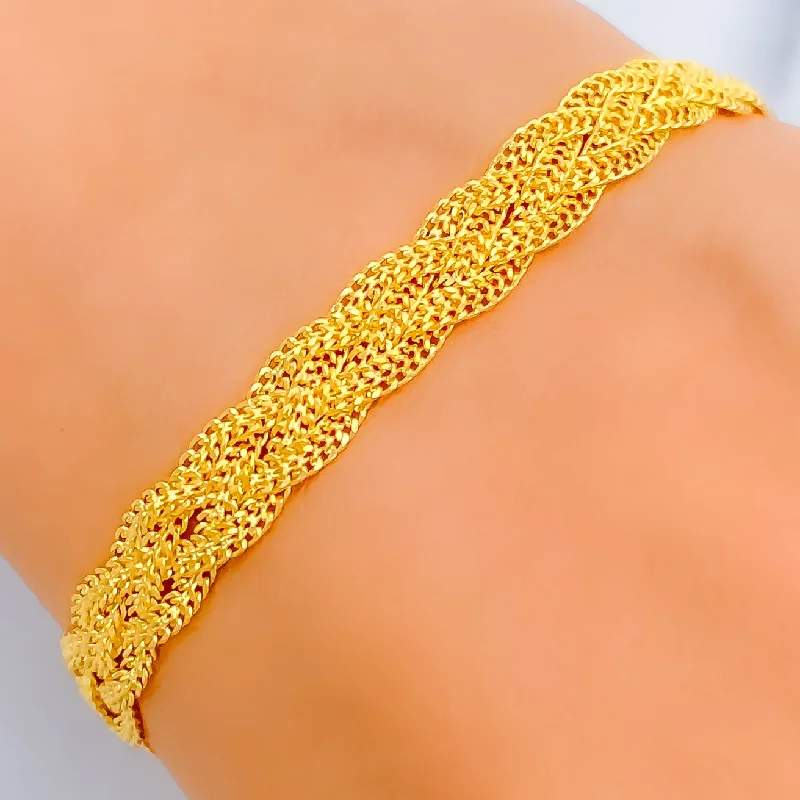 Women’s luxury bracelets-Smooth Jazzy 22K Gold Bracelet