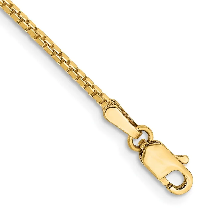 Women’s elegant bracelets-14k Yellow Gold 1.3mm Box Chain Bracelet, 7"