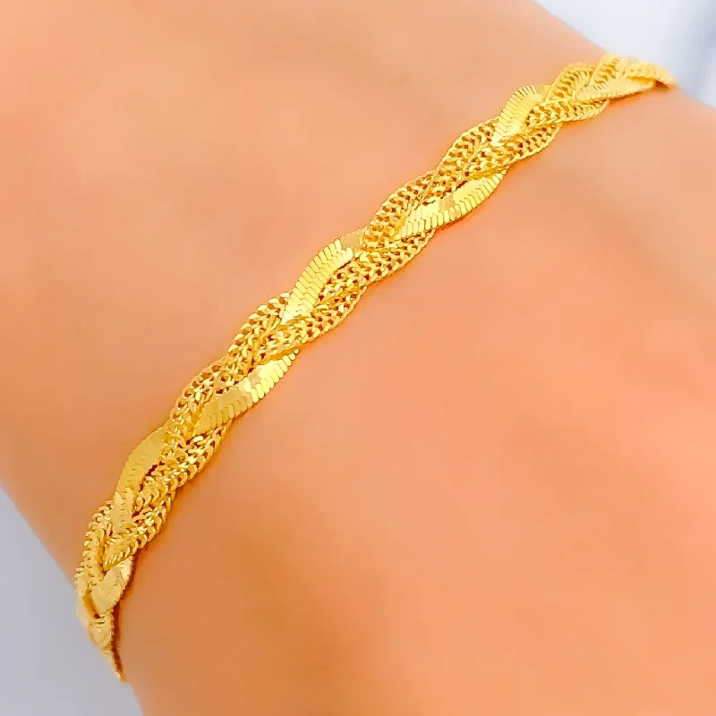 Women’s diamond bangles-Dainty Shimmering 22K Gold Bracelet