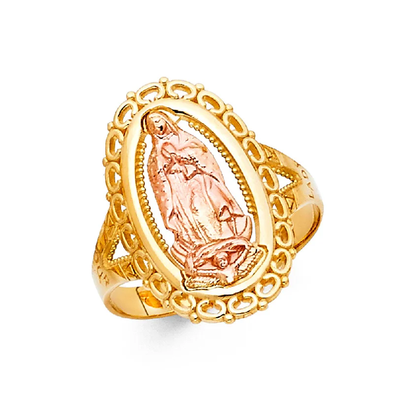 Women’s vintage rings-14K Solid Gold Guadalupe Religious Ring