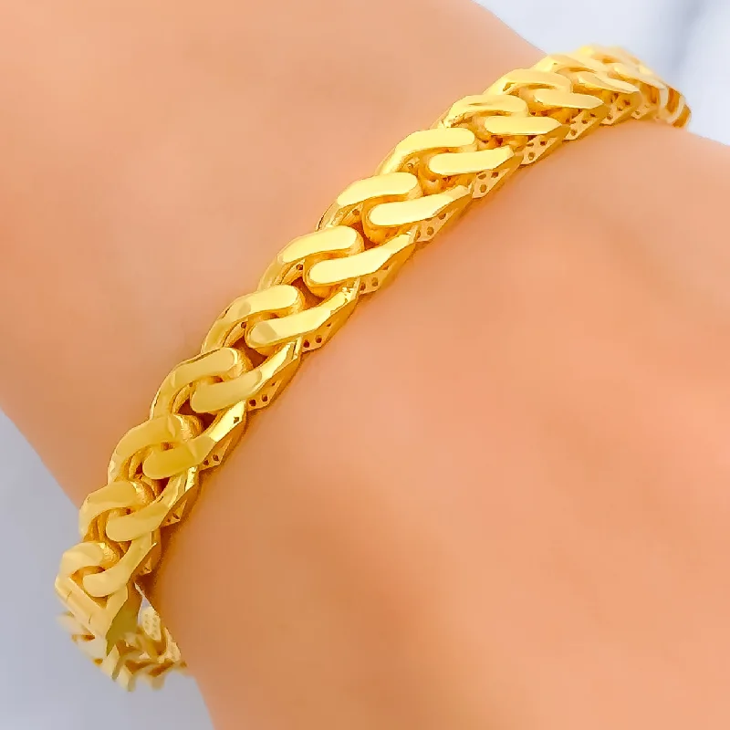 Women’s sleek bangles-Bold Lavish Linked 22k Gold Bangle Bracelet