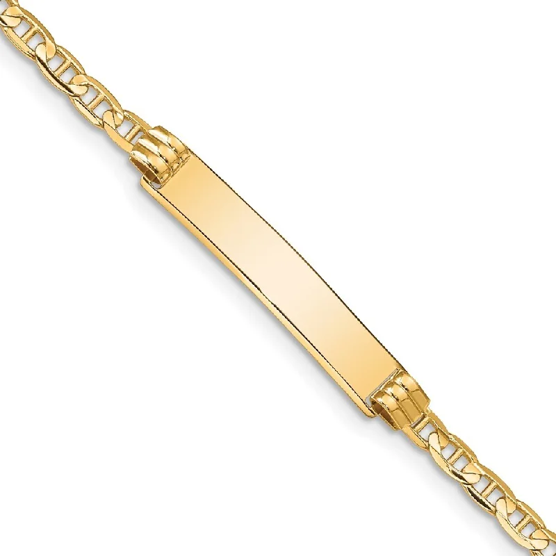 Women’s crystal bracelets-14k Yellow Gold 5mm Anchor ID Bracelet, 7"