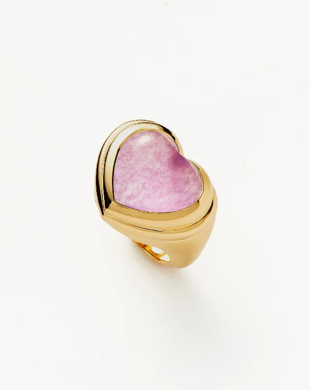 Women’s gold solitaire rings-Jelly Heart Gemstone Ring | 18ct Gold Plated/Purple Quartz