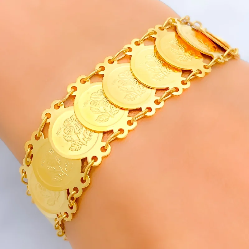 Women’s charm bracelets-Extravagant Dressy 22k Gold Coin Bracelet