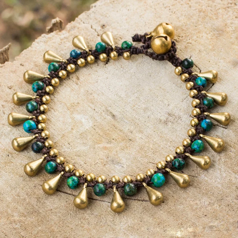 Women’s luxury gold bracelets-Summer's Charm Handcrafted Serpentine and Brass Bracelet from Thailand