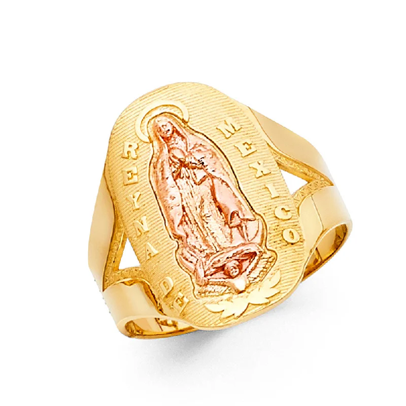 Women’s stackable rings-14K Solid Gold Guadalupe Religious Ring