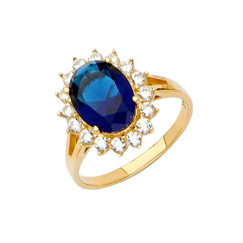 Women’s vintage-inspired rings-14K Solid Gold Oval Cut  Birthstone CZ Ring