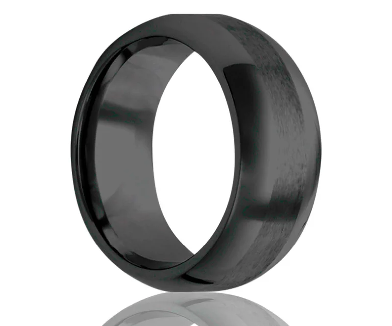 Women’s gold rings-Black Satin Center Ceramic Ring