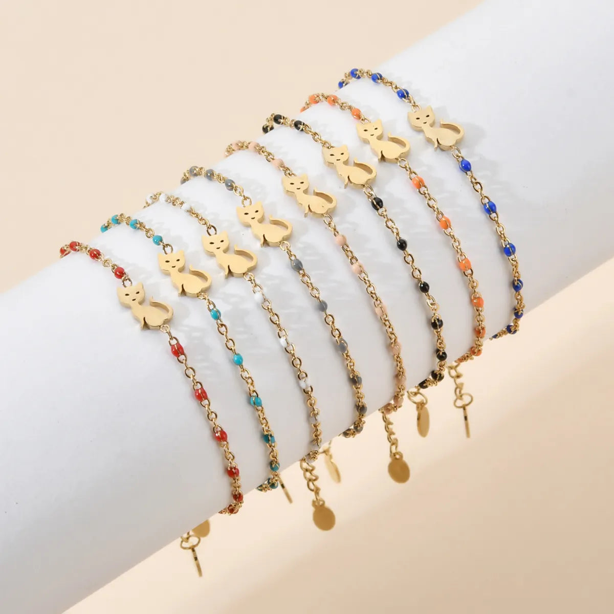 Women’s wrap bracelets-Simple Style Cat Stainless Steel Plating 18k Gold Plated Bracelets