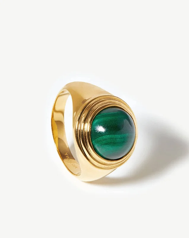 Women’s elegant sapphire rings-Sphere Ridge Ring | 18ct Gold Plated/Malachite