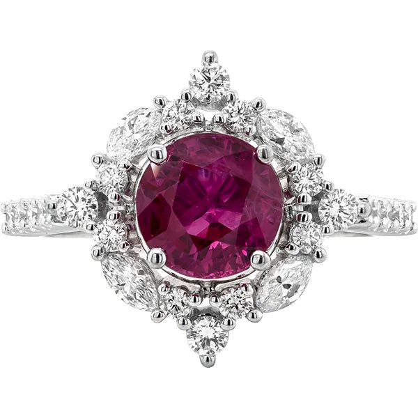 Women’s designer engagement rings-Gems of Distinction Collection's 14k White Gold 2.12ct Ruby & .82ctw Diamond Ring