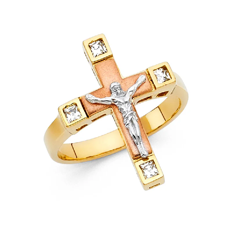 Women’s promise rings-14K Solid Gold Lords Prayer Crucifix Cross Ring