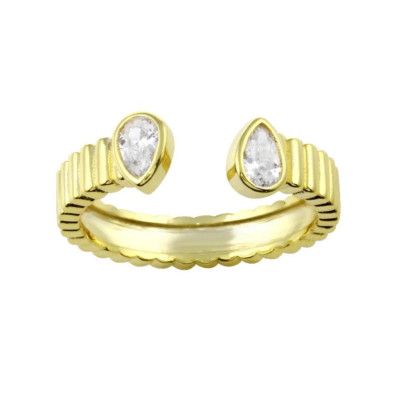 Women’s luxury rings-Open Pear Fluted Band