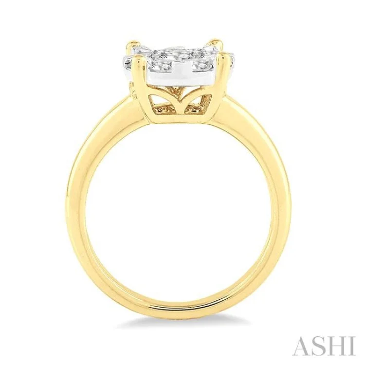 Women’s engagement rings with square diamonds-1/2 Ctw Lovebright Round Cut Diamond Ring in 14K Yellow and White Gold