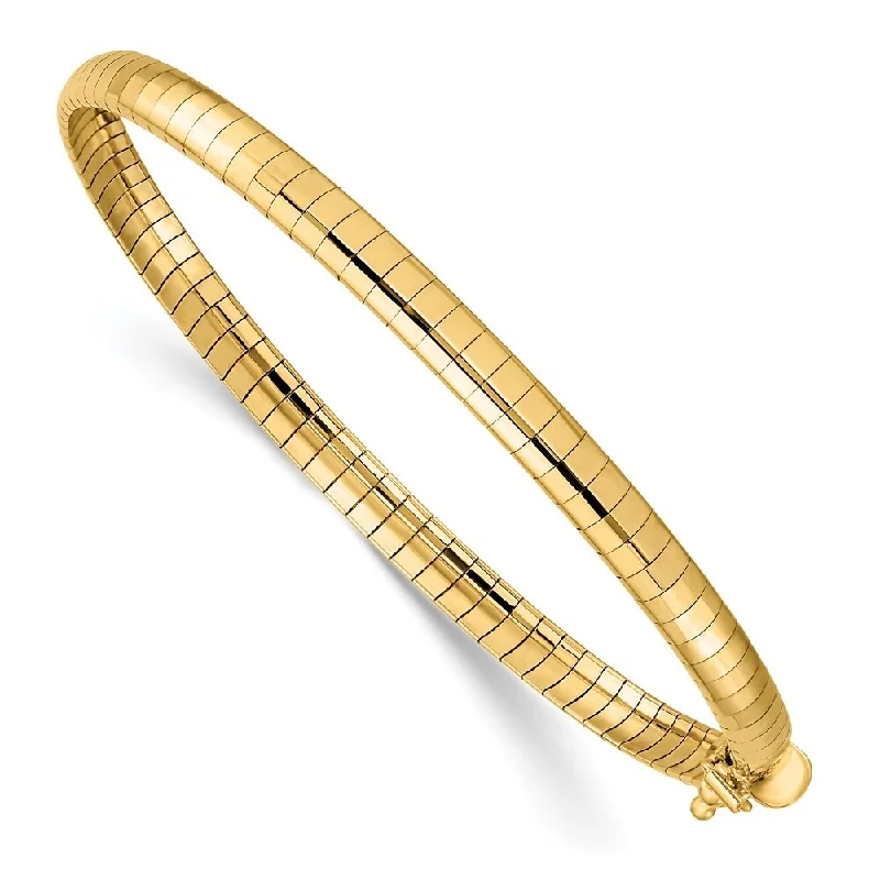 Women’s heart-shaped bracelets-14k Yellow Gold 4mm Domed Omega Bracelet, 7"