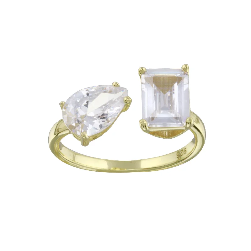 Women’s wedding set rings-Cut Two Stone Open Ring