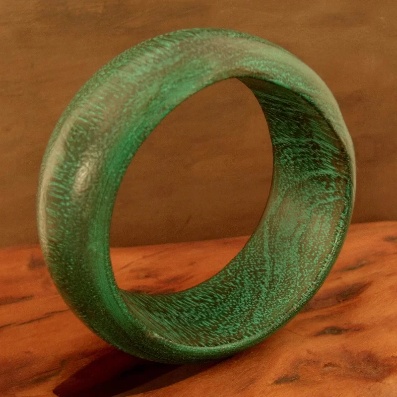 Women’s gemstone bangles-Green Mango Wood Bangle Bracelet