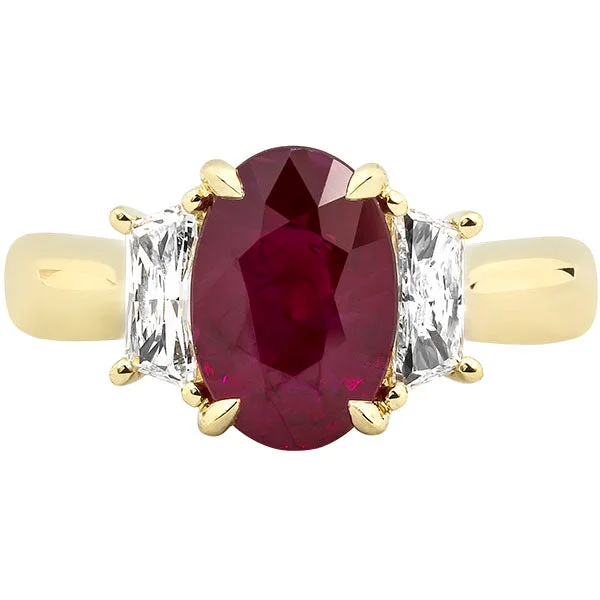 Women’s timeless engagement rings-Gems of Distinction Collection's 18k Yellow Gold 3.14ct Burmese Ruby & .57ctw Diamond Ring