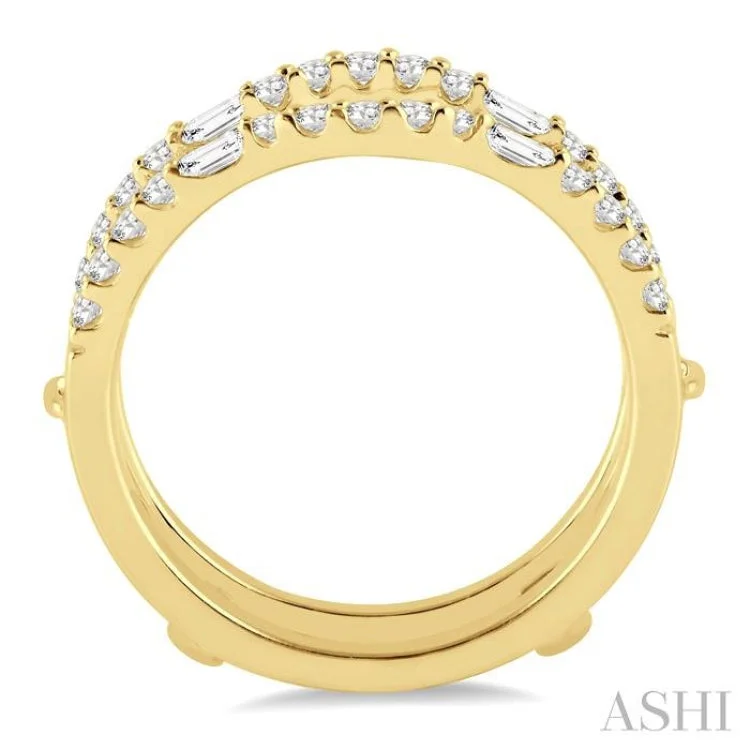 Women’s engagement rings with oval diamonds-1/2 Ctw Baguette and Round Cut Diamond Insert Ring in 14K Yellow Gold