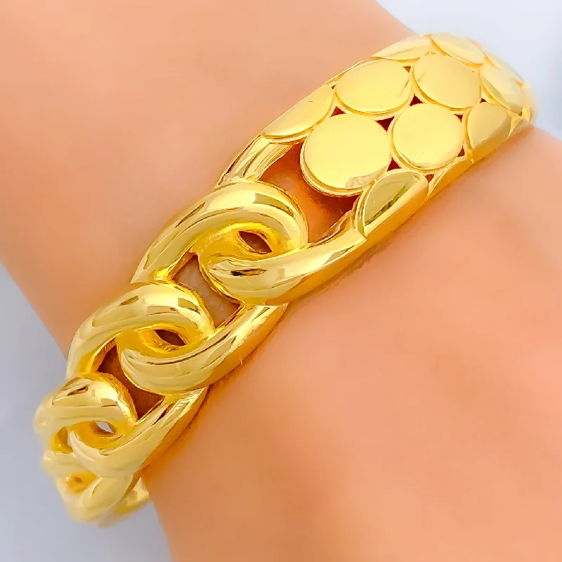 Women’s birthstone bangles-High Finish Asymmetrical 22k Gold Bangle Bracelet