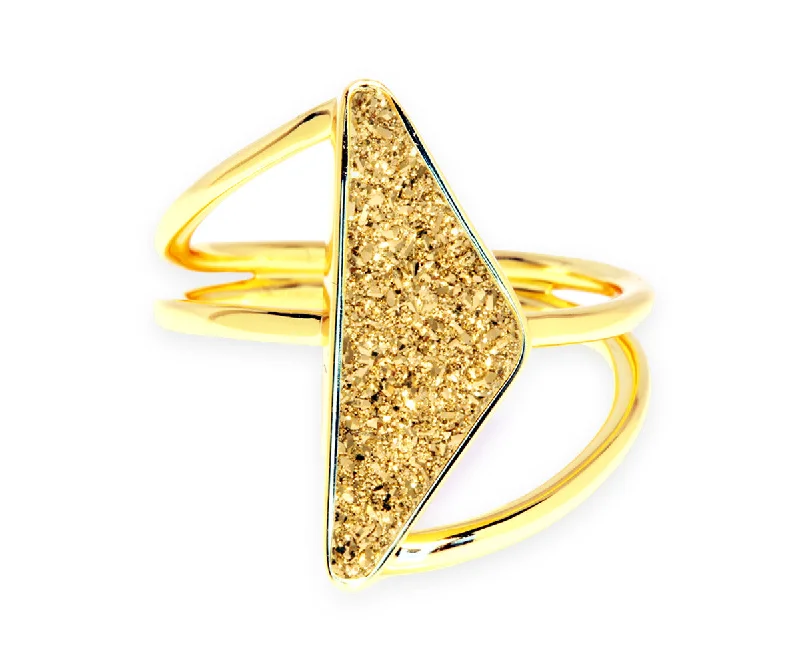 Women’s birthstone rings for mothers-Double Twist 18K Gold Druzy Ring