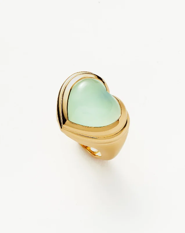 Women’s elegant diamond rings-Jelly Heart Gemstone Ring | 18ct Gold Plated/Aqua Chalcedony