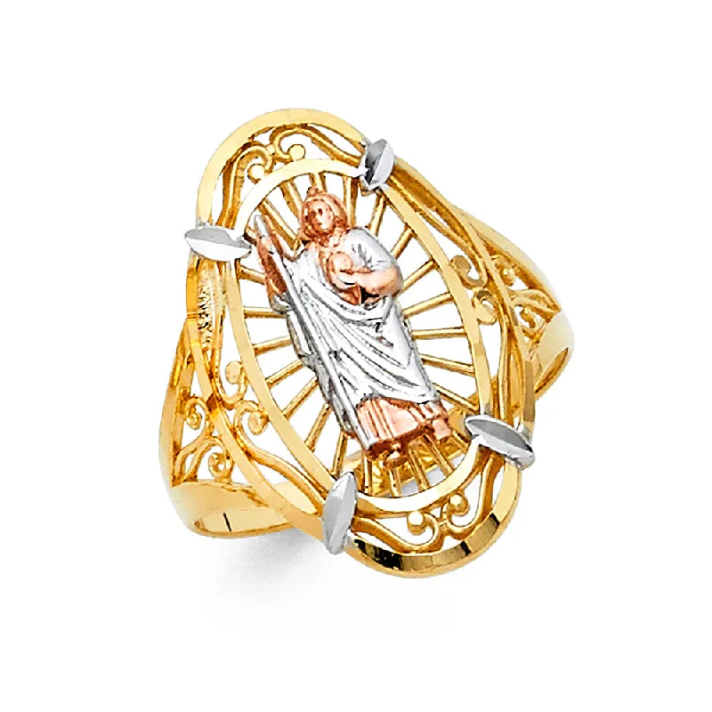 Women’s halo wedding rings-14K Solid Gold Shepard Religious Ring