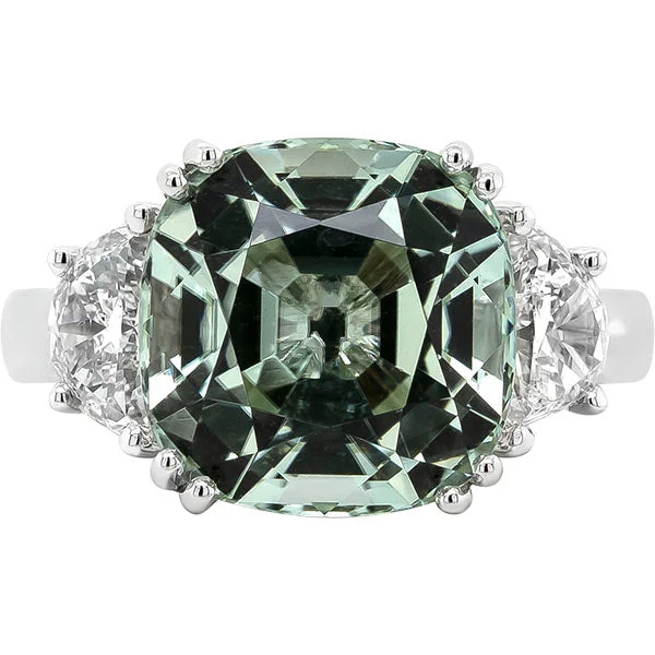 Women’s side-stone engagement rings-Gems of Distinction Collection's 14k White Gold 7.04ct Mint Tourmaline & .84ctw Diamond Ring