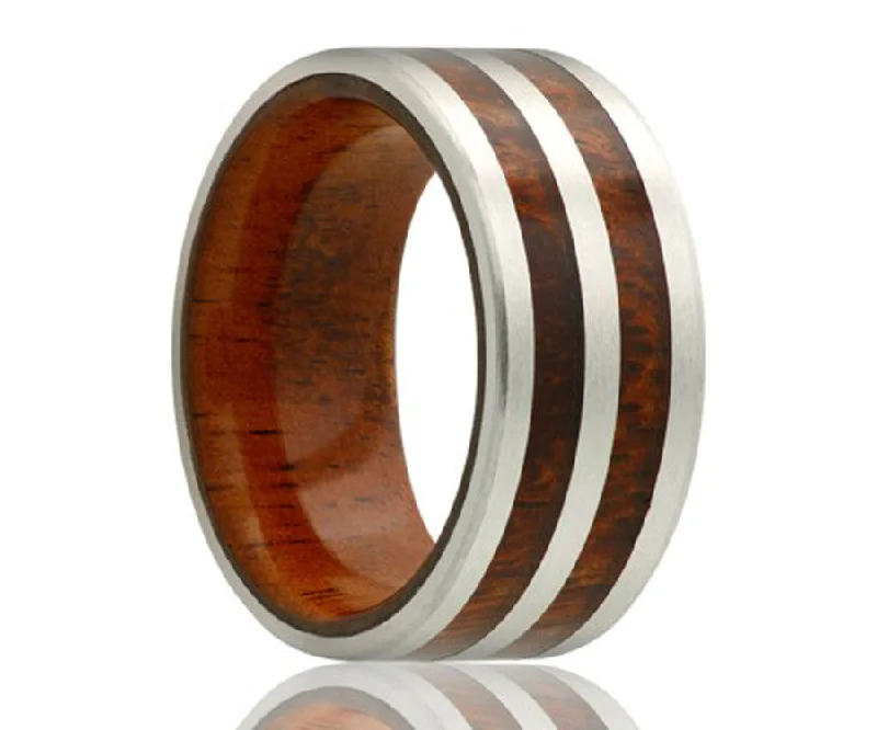 Women’s gold engagement rings-Cobalt Double Row Koa Wood Ring