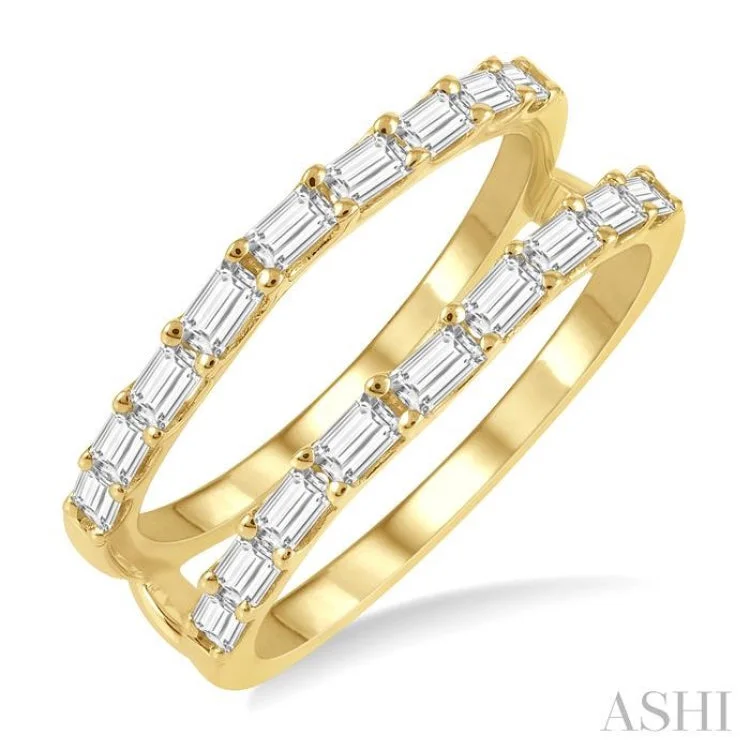 Women’s rose gold engagement rings-7/8 ctw Baguette Diamond Insert Ring in 14K Yellow Gold