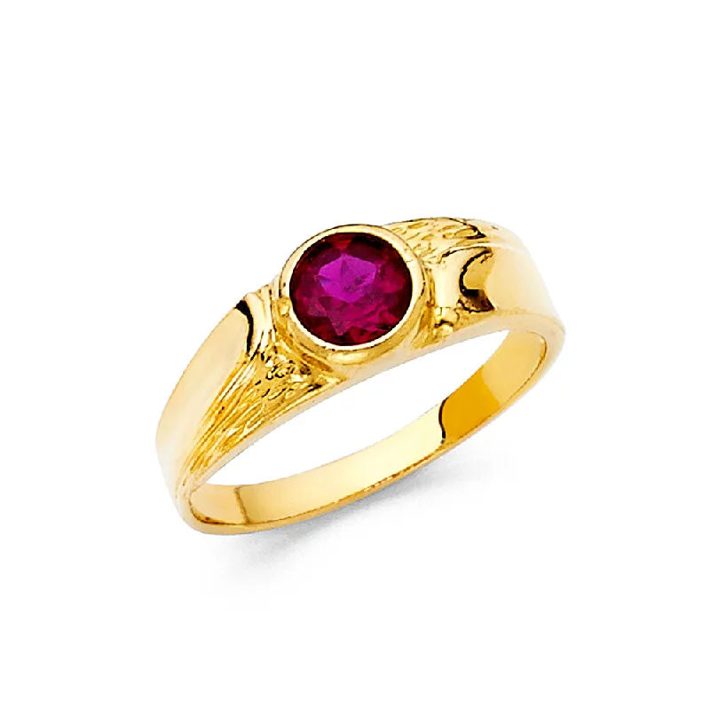 Women’s silver rings-14K Solid Gold Red CZ Ring