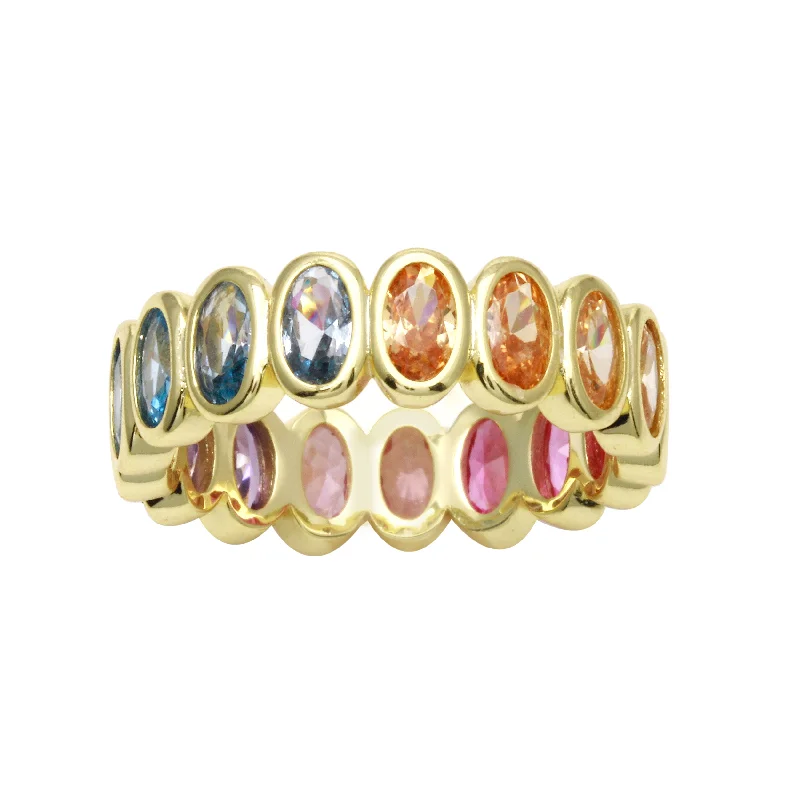 Women’s oval rings-Bezel Oval Shape Band