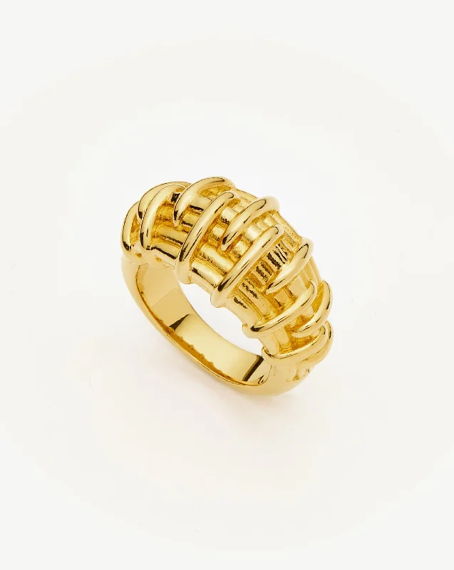 Women’s solitaire rings-Bombe Raffia Ring | 18ct Gold Plated