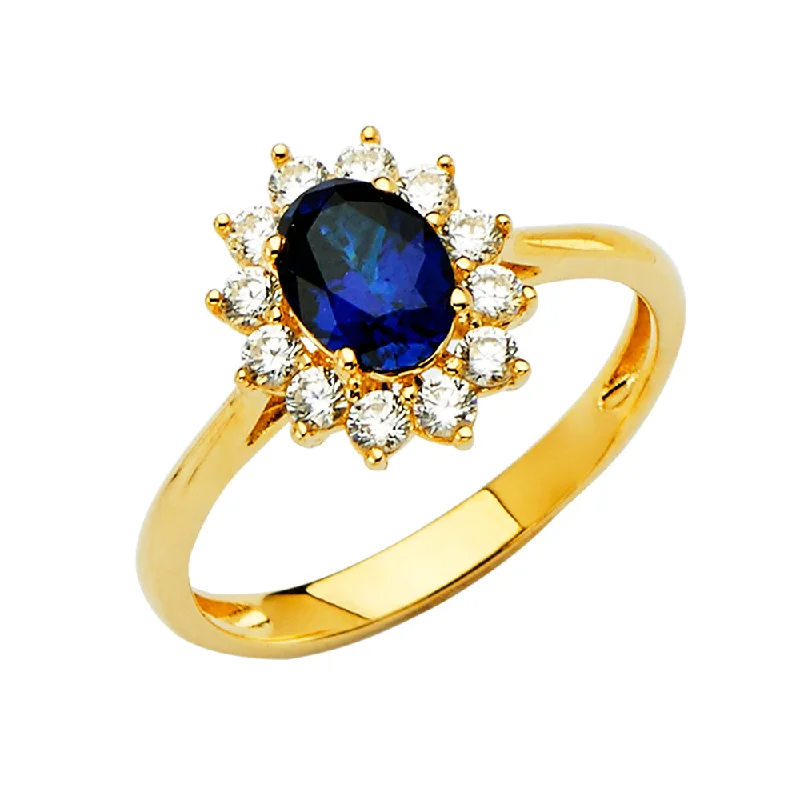 Women’s titanium rings-14K Solid Gold Oval Cut Birthstone CZ Vintage Ring