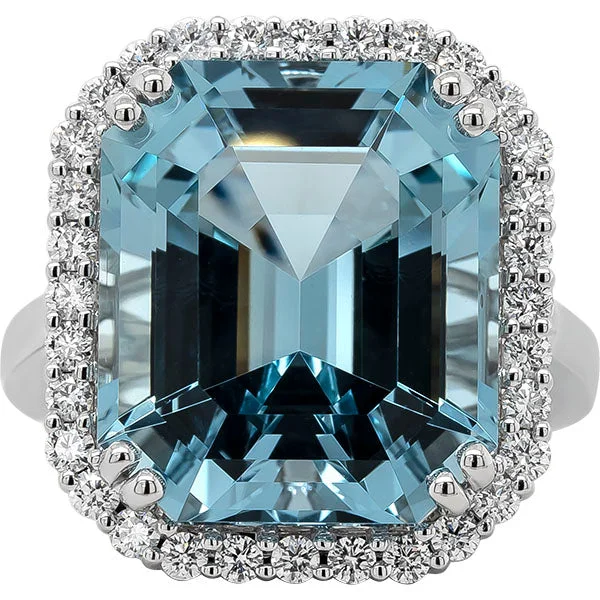 Women’s eco-friendly engagement rings-Gems of Distinction Collection's 14k White Gold 12.34ct Aquamarine & .58ctw Diamond Ring