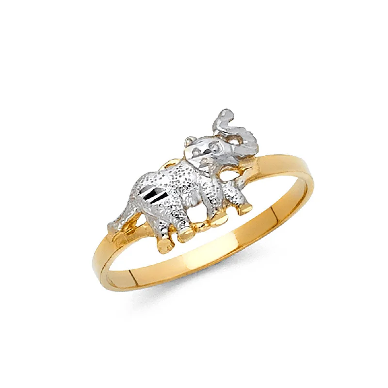 Women’s luxury diamond rings-14K Solid Gold Fancy Lucky Elephant Ring