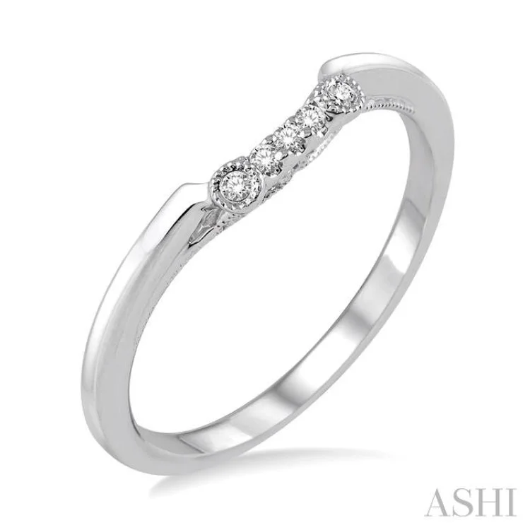 Women’s engagement rings with a twist design-1/20 Ctw Round Cut Diamond Wedding Band in 14K White Gold