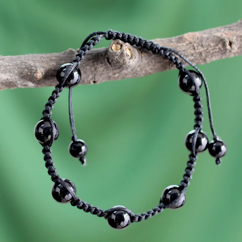 Women’s luxury charm bracelets-Song in the Night Unique Onyx Shambhala-style Bracelet