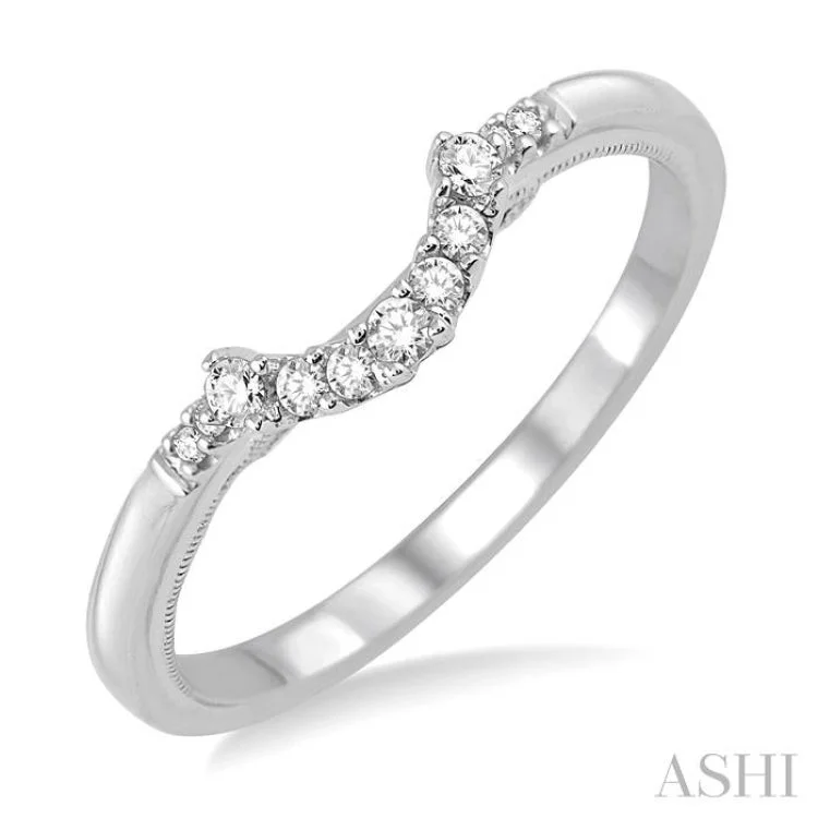 Women’s designer engagement rings-1/10 Ctw Round Cut Diamond Wedding Band in 14K White Gold