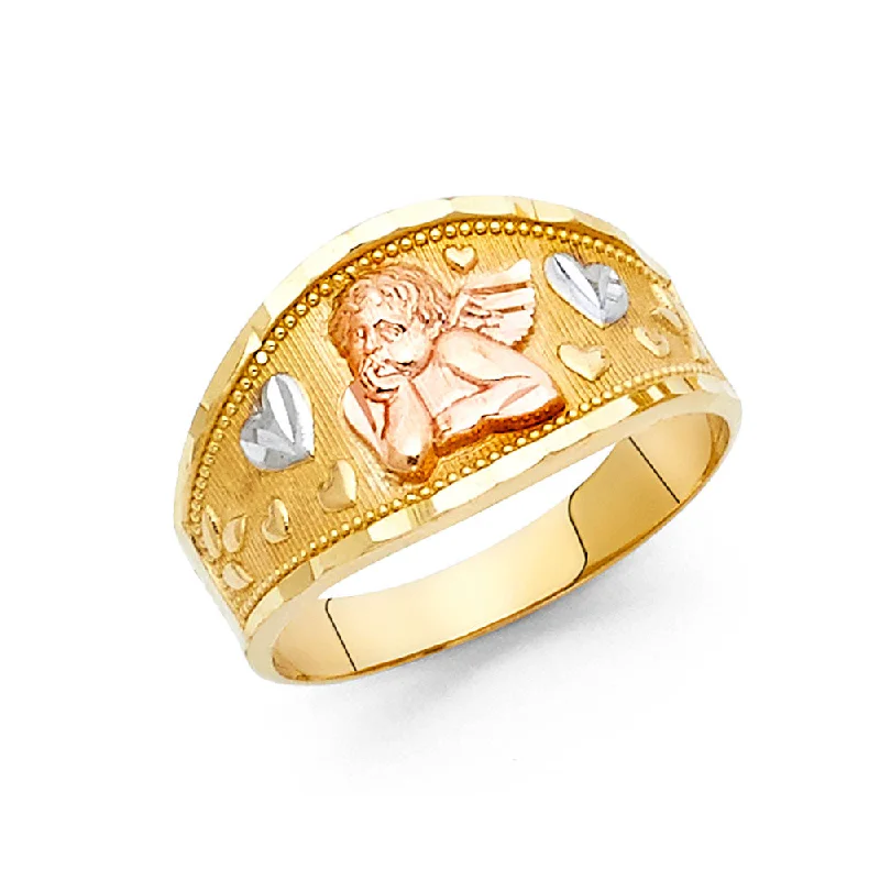 Women’s two-tone rings-14K Solid Gold Fancy Cupid Ring