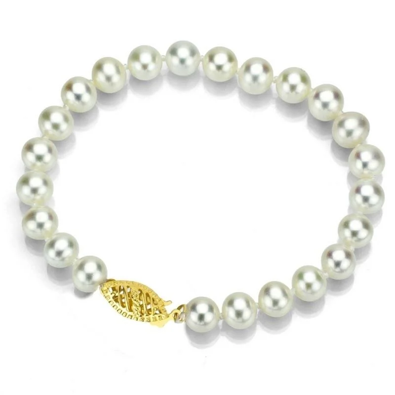 Women’s fashion bangles-DaVonna 14k Gold 10-11mm White Freshwater Pearl Bracelet 7.25-inch